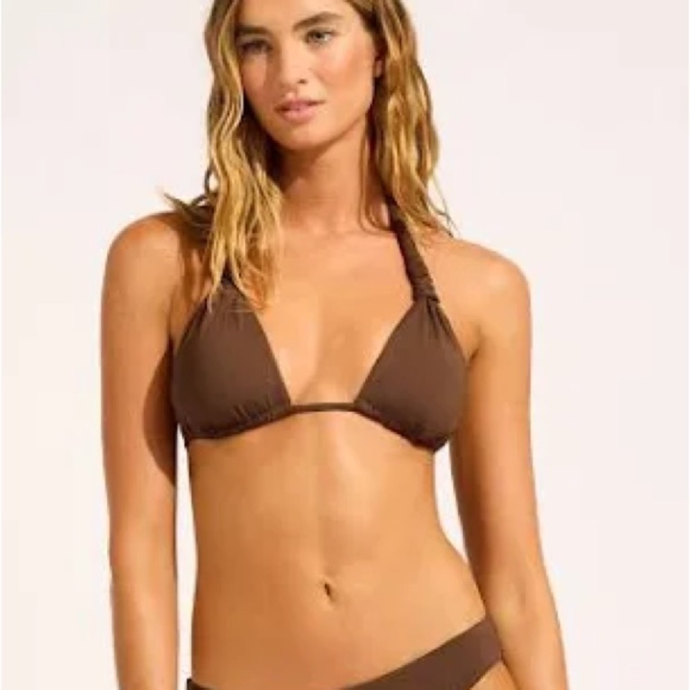 Seafolly size S Brown Triangle Bikini and Hipster Bottoms